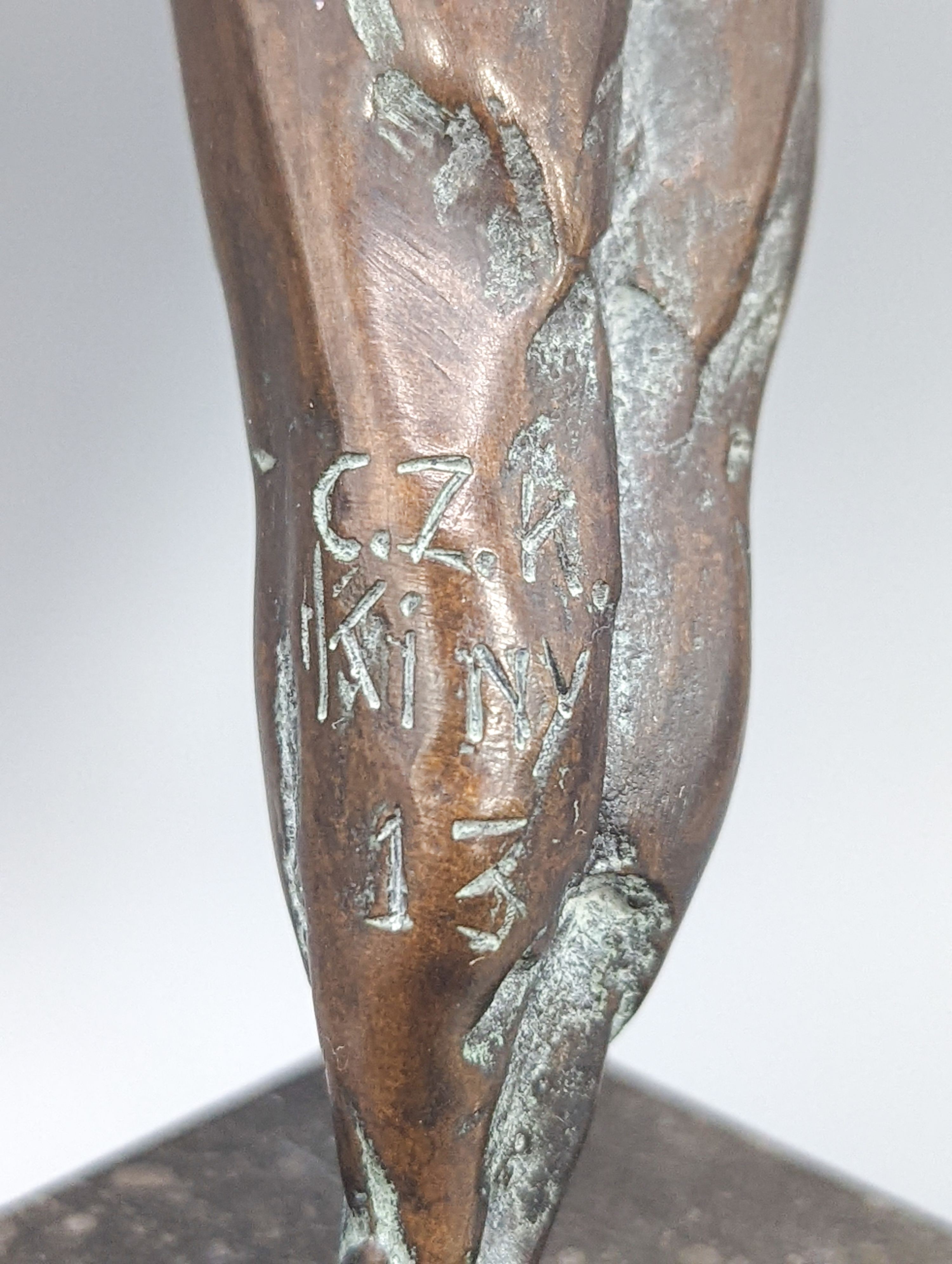 Kiny Copinga-Scholten (b.1943). A bronze figure of Icarus, height 19cm